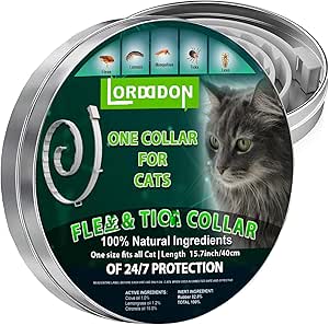 Flea & Tick Collar Pet Protection - Adjustable | Long-lasting, W R cat flea collar packaging showing protection against multiple pests