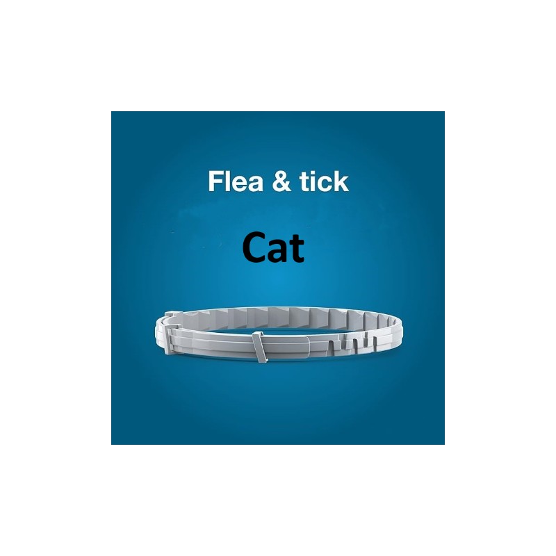 Flea & Tick Collar Pet Protection - Adjustable | Long-lasting, W R adjustable flea and tick collar for cats shown on blue background