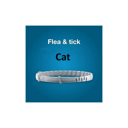 Flea & Tick Collar Pet Protection - Adjustable | Long-lasting, W R adjustable flea and tick collar for cats shown on blue background