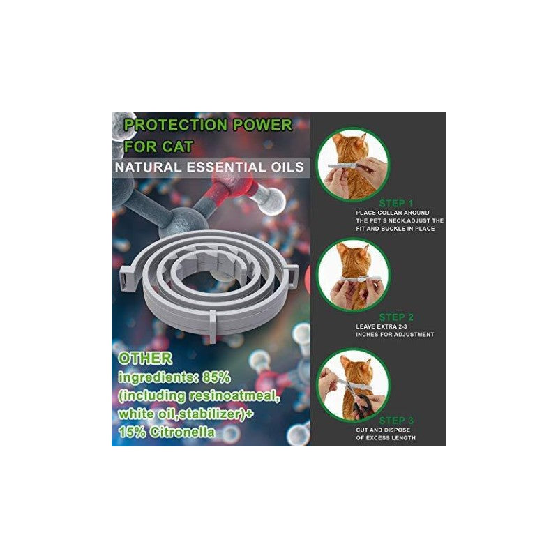 Flea & Tick Collar Pet Protection - Adjustable | Long-lasting, W R cat flea collar with essential oils and step-by-step fitting instructions