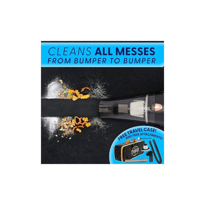 ThisWorx portable car vacuum cleaner removes dirt and debris from car interiors with strong suction and free travel case.