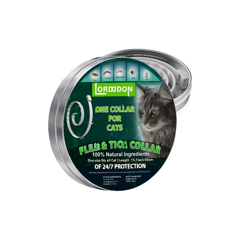 Flea & Tick Collar Pet Protection - Adjustable | Long-lasting, W R cat flea collar in tin packaging with 100% natural ingredients and 24/7 protection